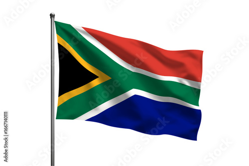 South Africa waving flag on a pole PNG