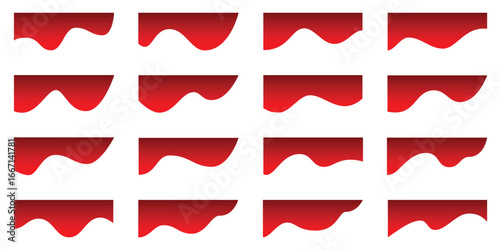 Abstract Red Wavy Curve Shape Collection