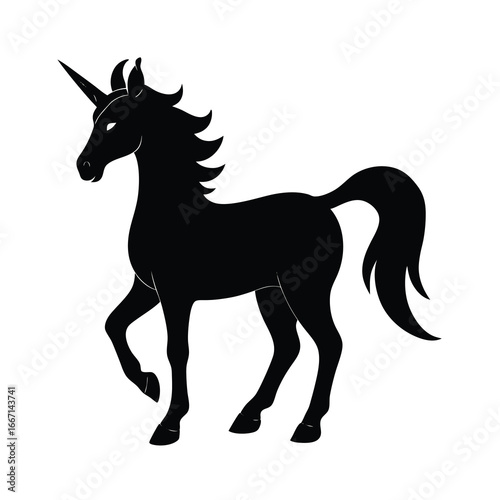 silhouette of a unicorn on white background