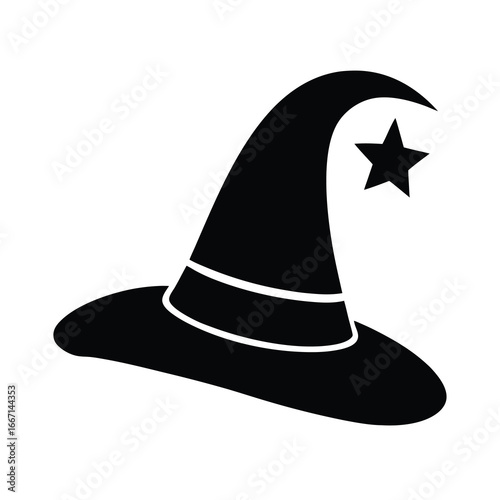 silhouette of a wizard hat on white background