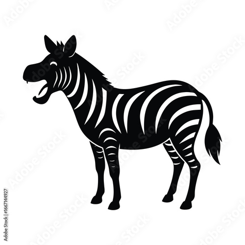 silhouette of a zebra laughing with its mouth 