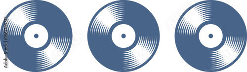 Three Blue Vinyl Records with White Grooves