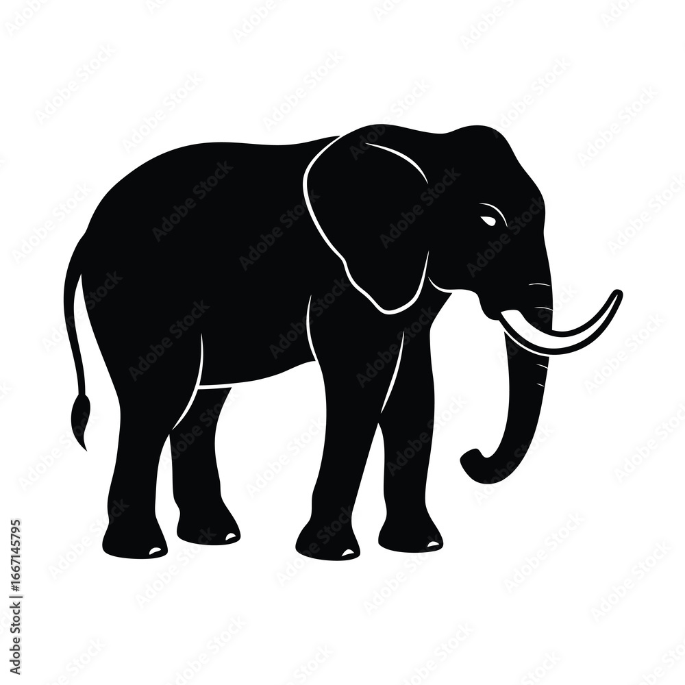 Fototapeta premium silhouette of an elephant on white background
