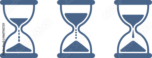 Three Hourglasses Showing Time Passing
