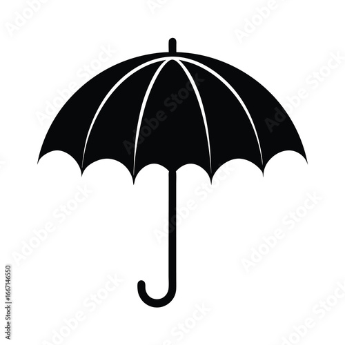 silhouette of an umbrella on white background