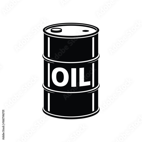 Classic black oil barrel with the word oil prominently displayed