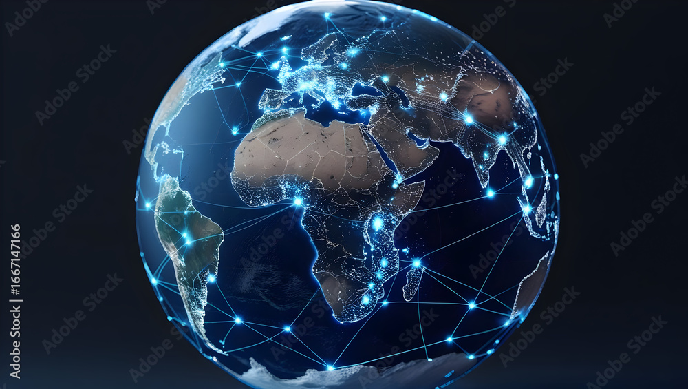 Fototapeta premium Global Network Connections Earth