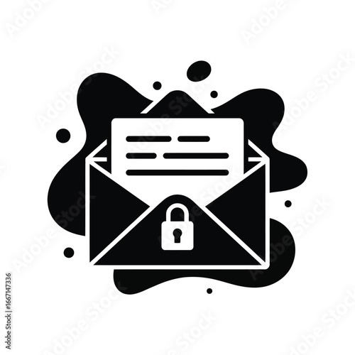 Secure email communication with a locked envelope and document