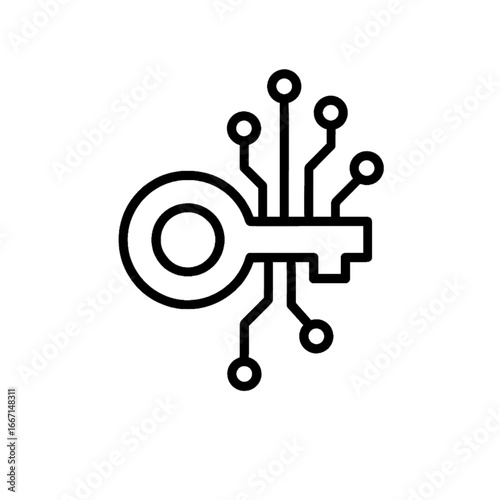 Digital key pixel-perfect linear icon stock illustration. Key icon sign vector illustration. Cyber security key icon design. Digital key pixel-perfect linear icon.