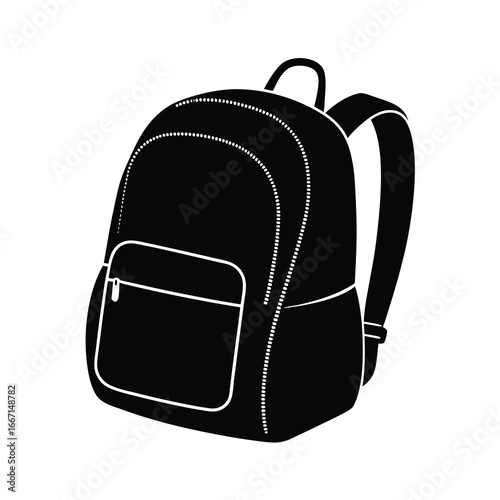 silhouette of backpack with zipper