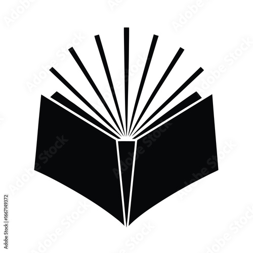 silhouette of book with rays and long shadow 