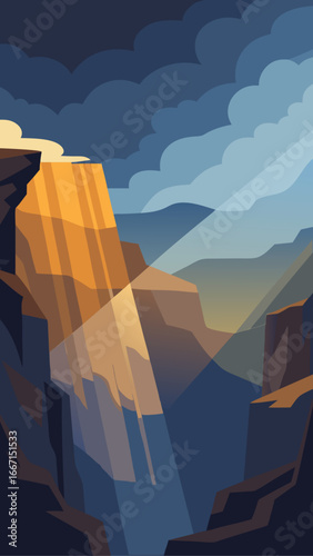 Grand canyon landscape with light rays