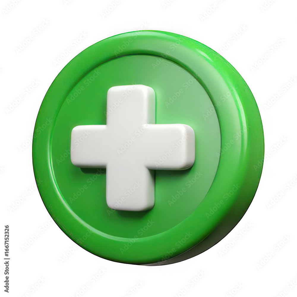 Obraz premium 3d green medical plus icon isolated on transparent background