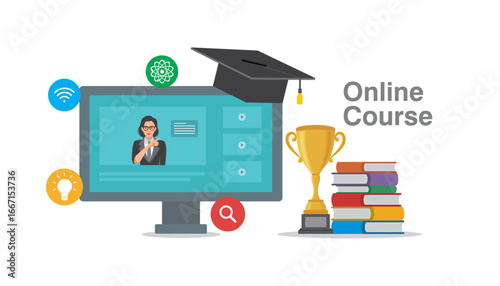 online course vector vector concept flat design