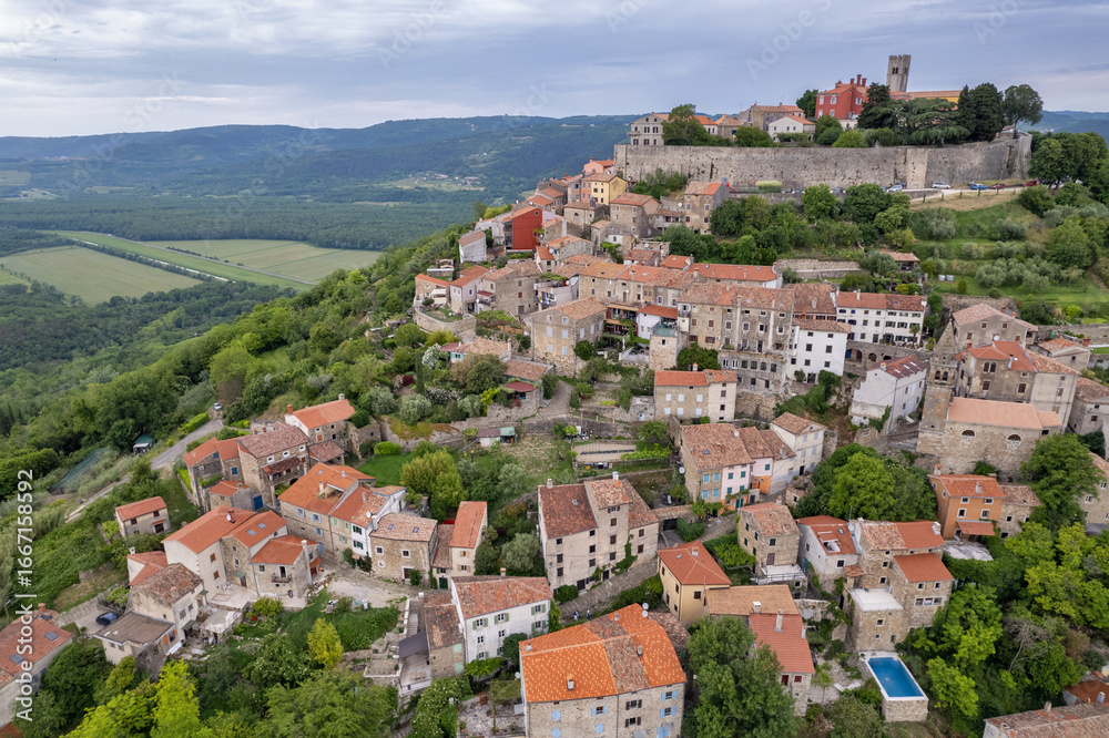 Fototapeta premium Historic hilltop town of Motovun in Istria, Croatia.
