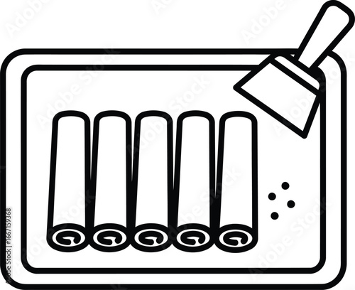 rolled ice cream with spatula vector illustration