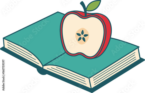 apple on open book icon