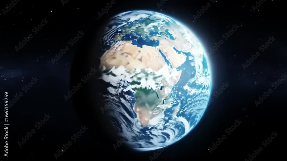 Earth from space, detailed view of continents and atmosphere Earth from space, detailed view of continents and atmosphere