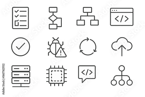 Code bug checkmark software icons review hotfix vector pipeline server editor icon