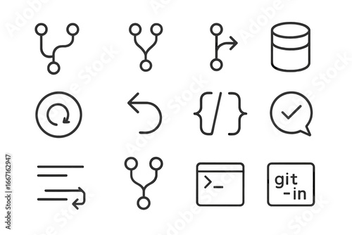 Version lines control vector diff changes request pull git node branch icon