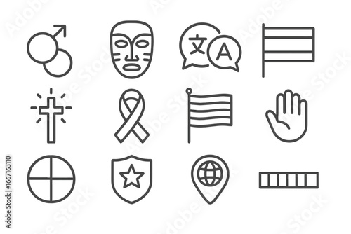Flag icons national icon diversity vector status origin grid circle badge ethnicity