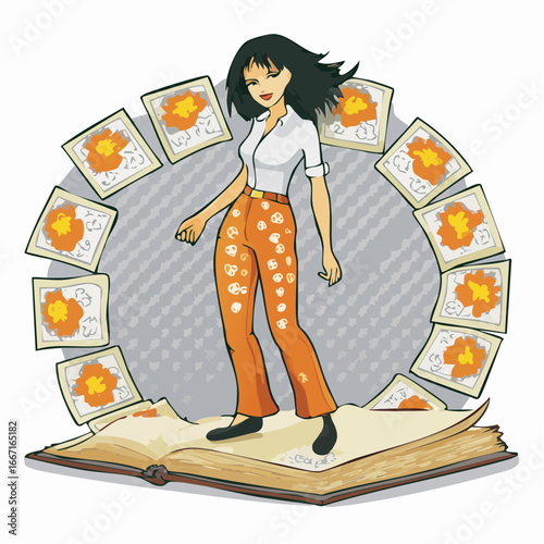 polaroid bloom doodle icon archiving revolution in kaleidoscopic petals