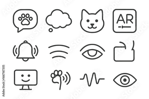 Smile blink translator digital icon speech pet wave vector icons bubble cloud