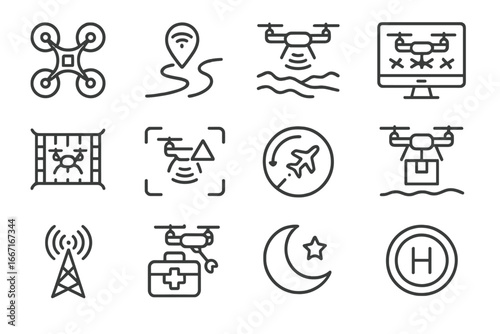Icon delivery icons auto scanner facilitator pad drone vector path terrain unit