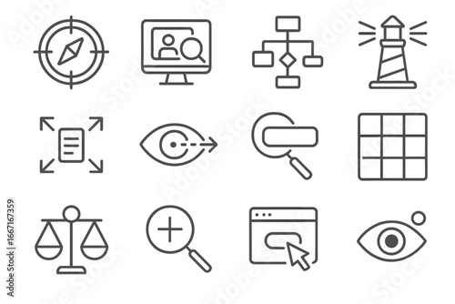 Hover icon compass icons guidance interface ux user vector screen tool