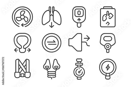 Valve converter vector smart paddle collar oxygen breath icon chest exhale icons
