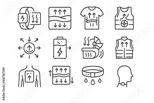 Patch thermo wearable vector flow gear conductor neck grid vest thermal icon
