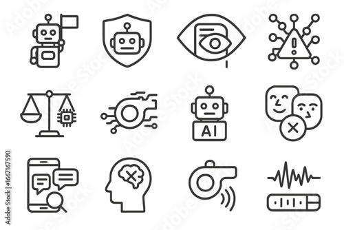 Eye whistle override moderator ai scale reply icon digital chip vector badge