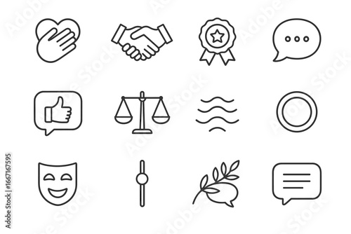 Honor voice empathy respectful icon vector scale icons meter grid thumbs dignity
