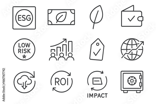 Bond portfolio icons fund arrow finance vector icon outcome responsible verified investing