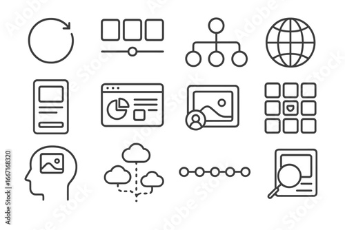 Dashboard visualization moment bubble icons vector view visual photo sequence icon memory