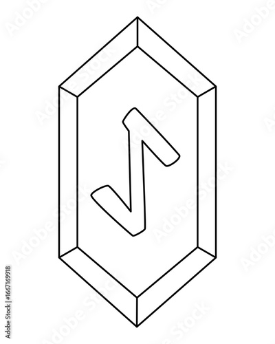Eiwaz or Eihaz rune of the elder futhark, a magical sign associated with obstacles, weapons and power - vector linear picture for coloring. Outline. Rune stone.