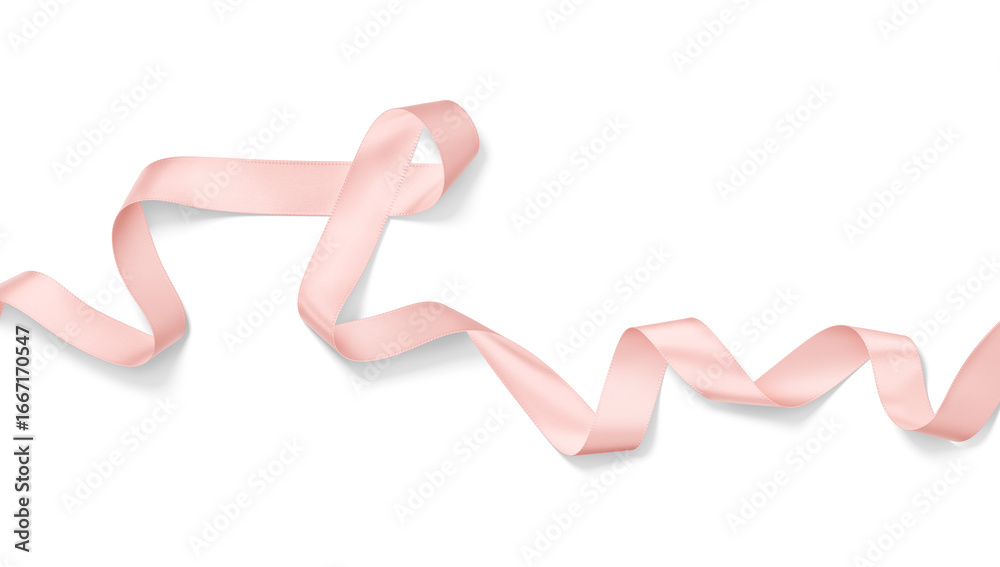 Fototapeta premium Blank white satin ribbon mockup, isolated