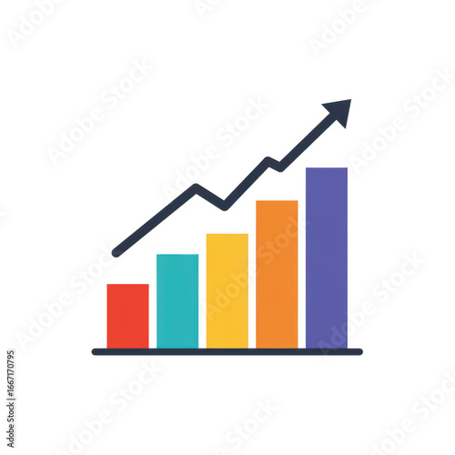Colorful bar chart with upward trending arrow isolated on transparent background Free Download Colorful bar chart with upward trending arrow isolated on transparent background - GFXLoad