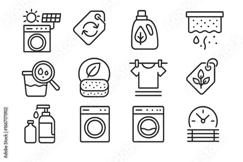 Tracker solar sustainable refill icon station greywater icons vector drying air laundry