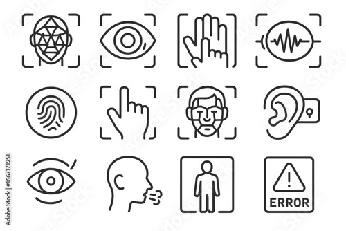 Icon icons alert security biometric waveform recognition vector face match body overlay