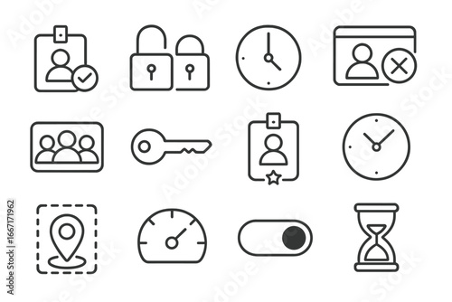 Control indicator key tag device vector icon time toggle permission icons access