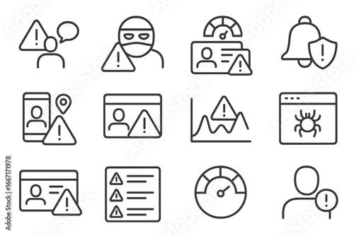 Digital login alert icons vector notice personal location security icon dial monitoring