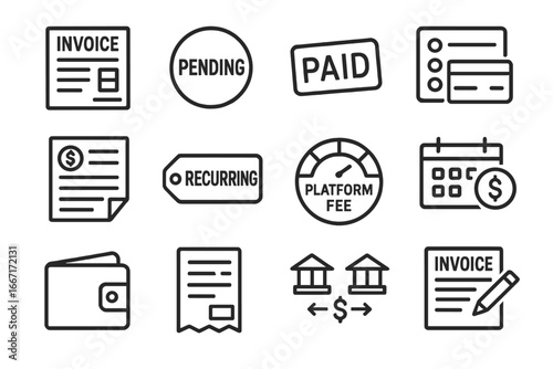 Invoicing vector invoice wallet transfer recurring grid icon platform icons form digital