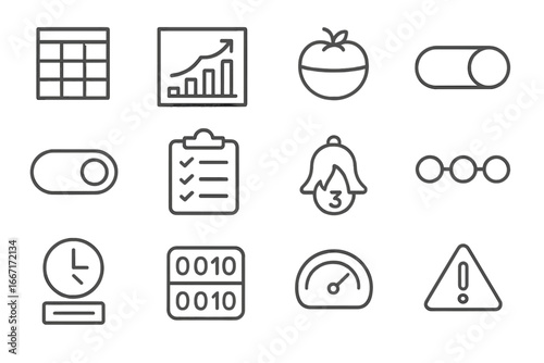 Indicator toggle tracker daily hours list icons icon time management project vector