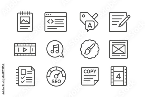 Wireframe icons freelancer post brief vector tool animation bubble timeline icon file