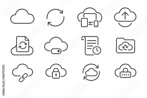 Folder data cloud status icons symbol arrows sync file vector recovery icon