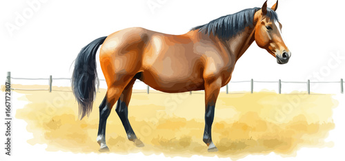 Watercolor vector illustration of a horse.