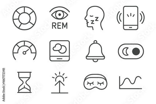 Mask sleep vibration readiness vector circadian alert rhythm tech icon symbol night