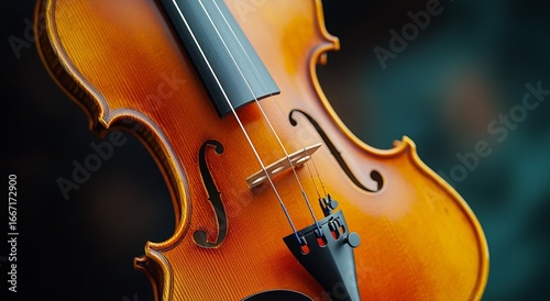 Close up of a Violin Showcasing Fine Craftsmanship and Elegant Design Details...
