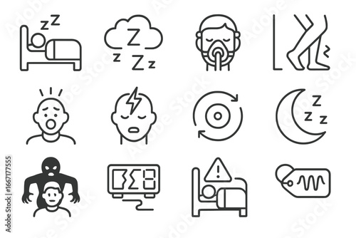 Sleepless night hypersomnia restless sleep zap shadow moon icons scream icon disorder